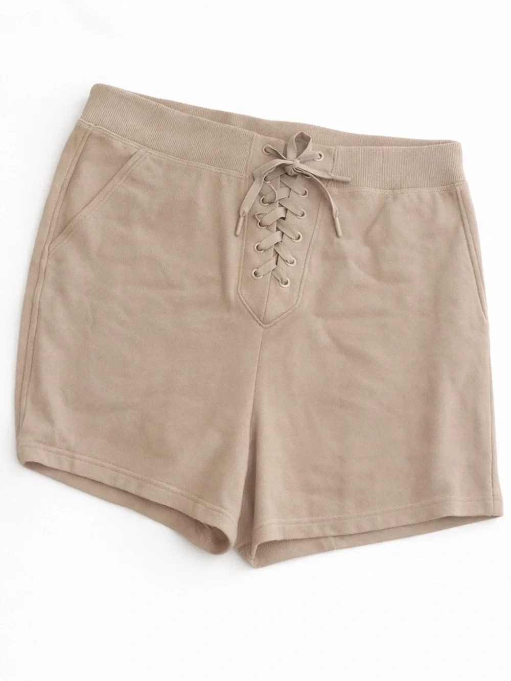 Victoria's Secret Taupe Lace-Up High-Waist Shorts - Picture 2 of 5